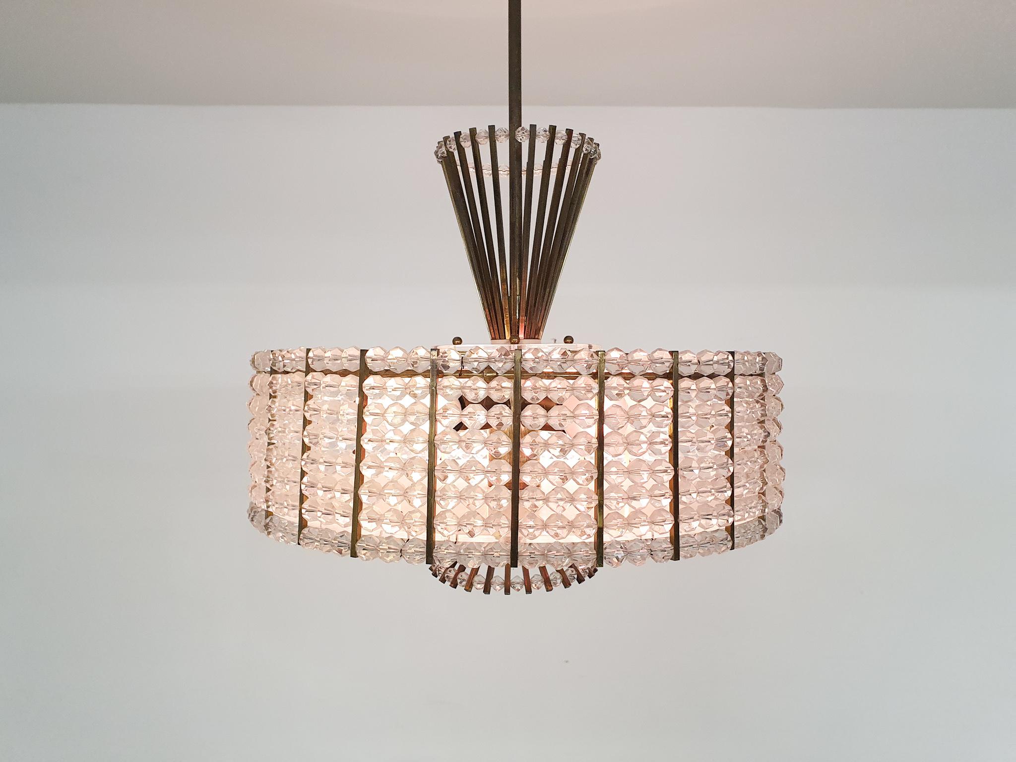 Brass Emil Stejnar for Rupert Nikoll, Small Chandelier, Austria, 1960's