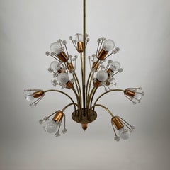 Emil Stejnar Large Bouquette of Flowers Brass Cooper Chandelier, Austria 1950s