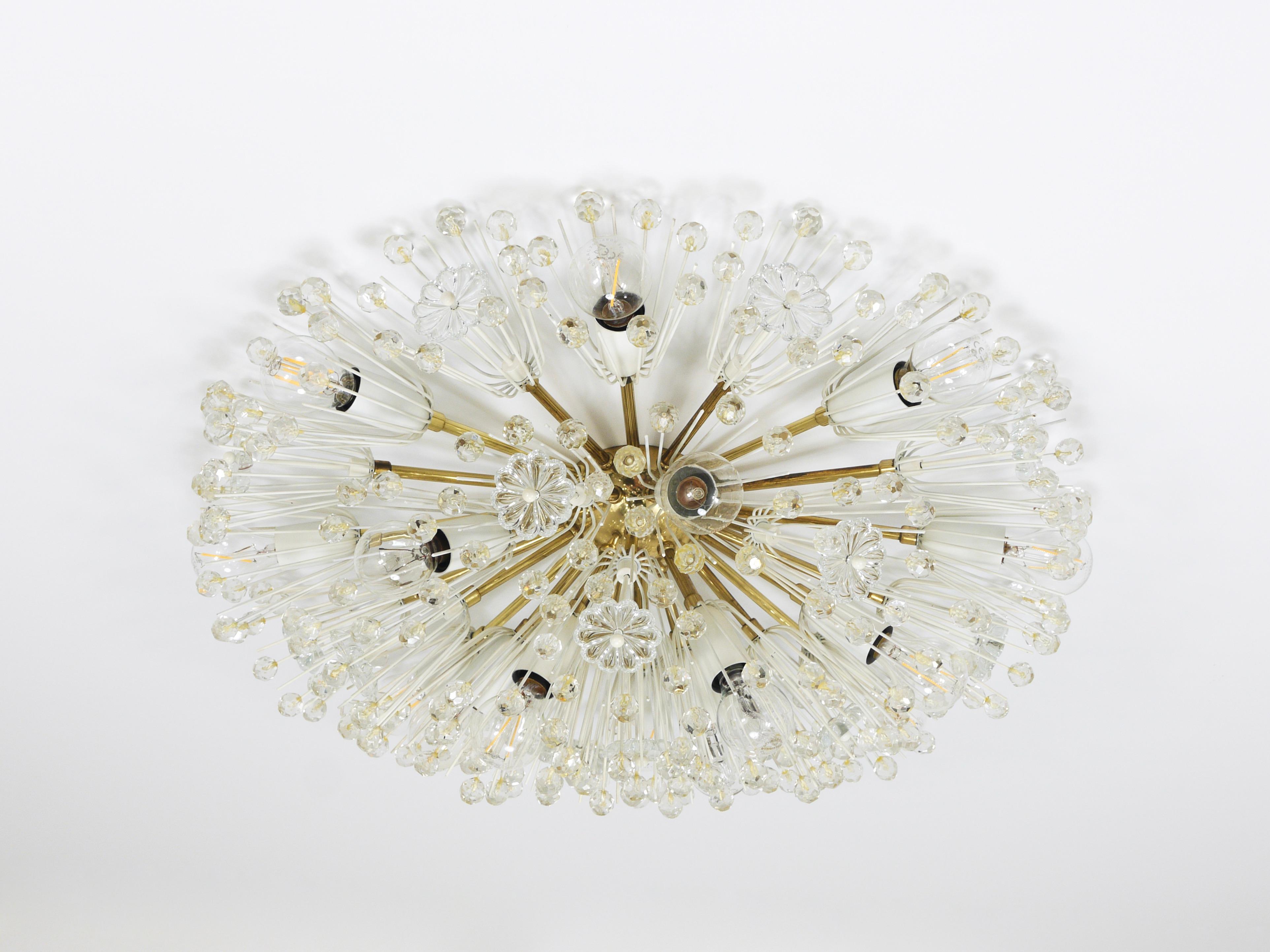 XX secolo Emil Stejnar Large Oval Brass Sputnik Flush Mount Ceiling Light by Rupert Nikoll in vendita