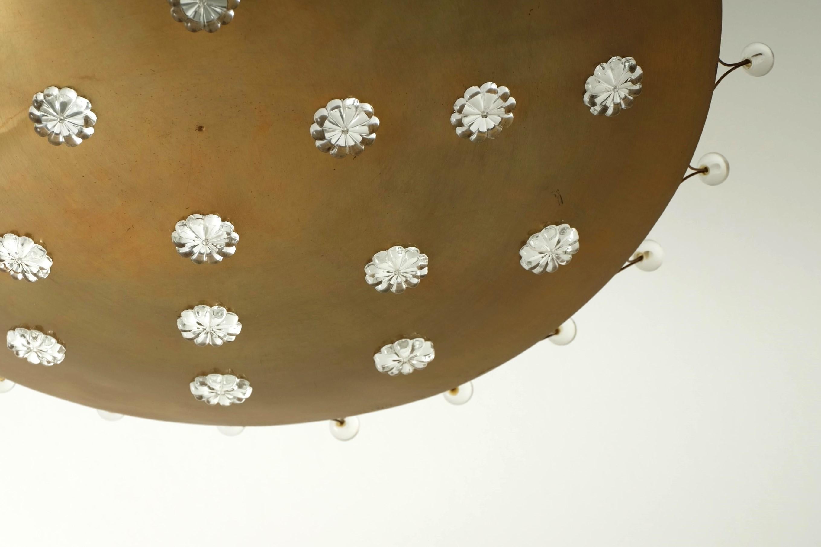 Emil Stejnar Mid-Century Modern Brass Bowl Flush Mount Lamp, Austria 1950s en venta 5