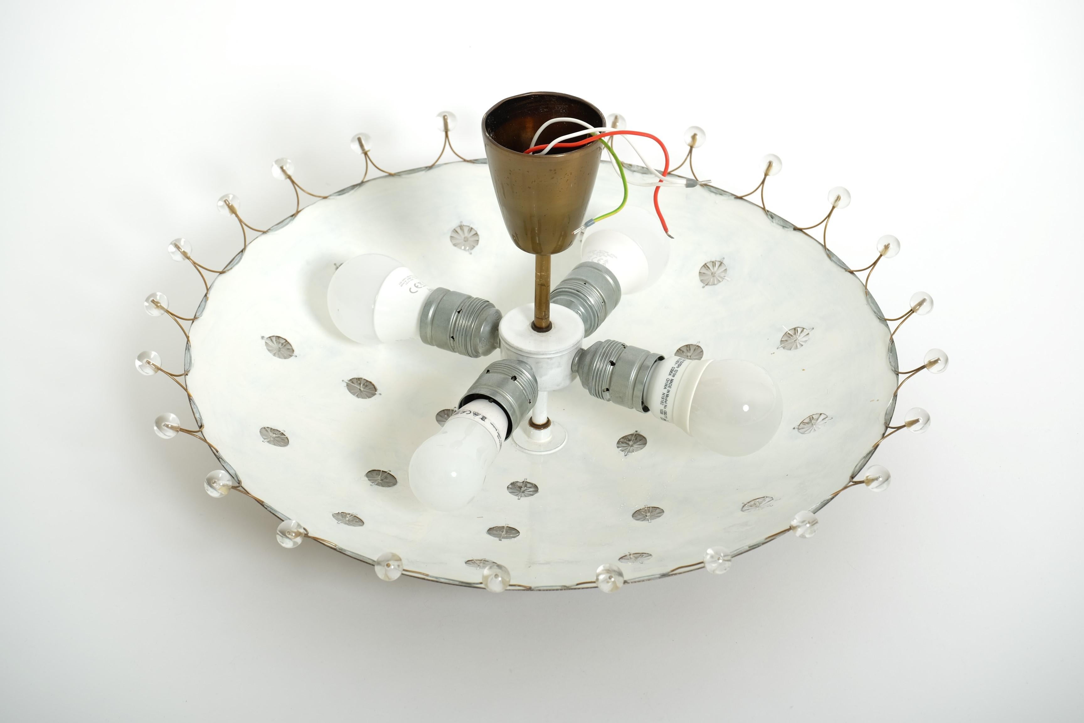 Emil Stejnar Mid-Century Modern Brass Bowl Flush Mount Lamp, Austria 1950s en venta 12