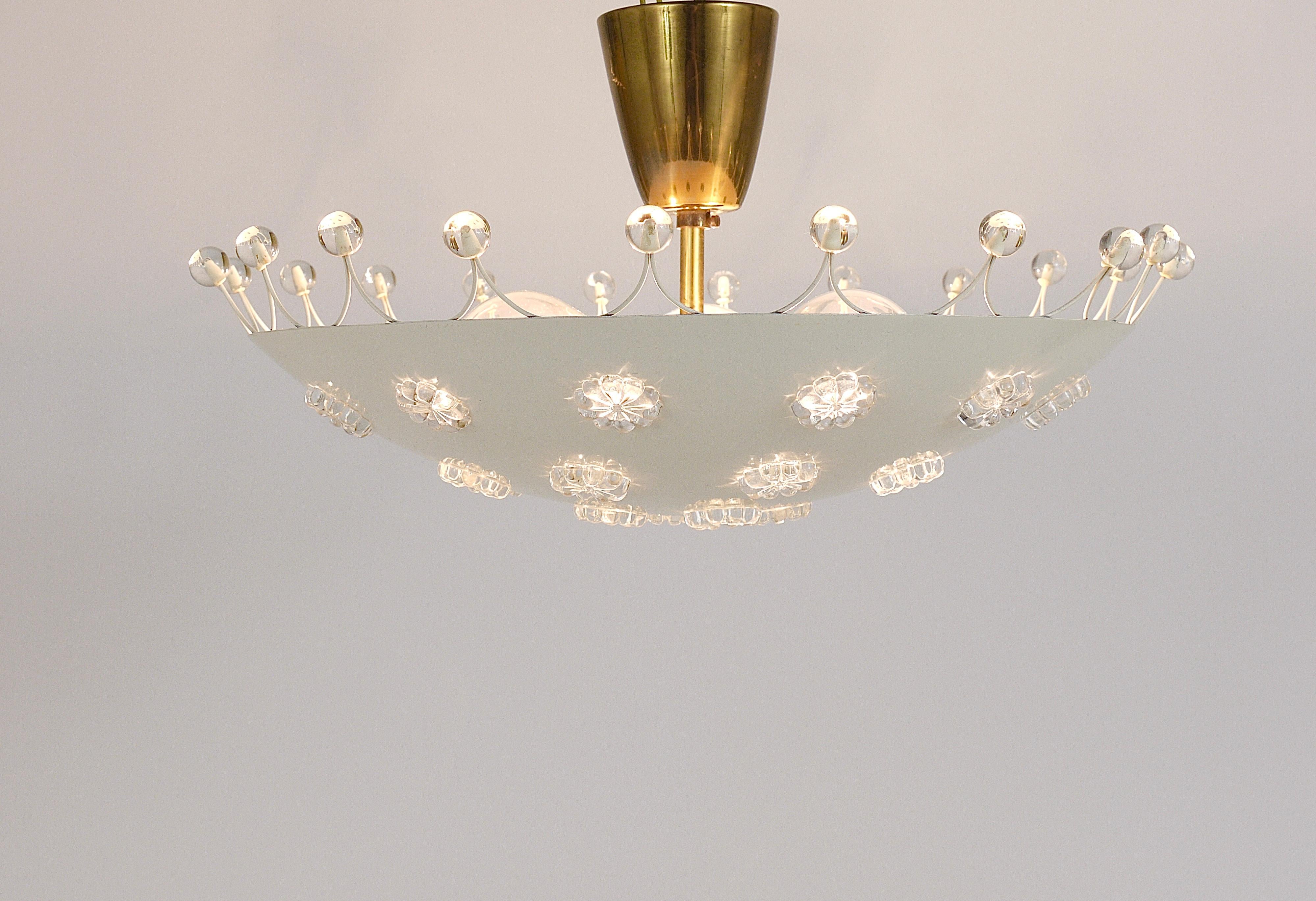 Brass Emil Stejnar Midcentury Bowl Pendant Lamp, Flush Mount, Rupert Nikoll, Austria