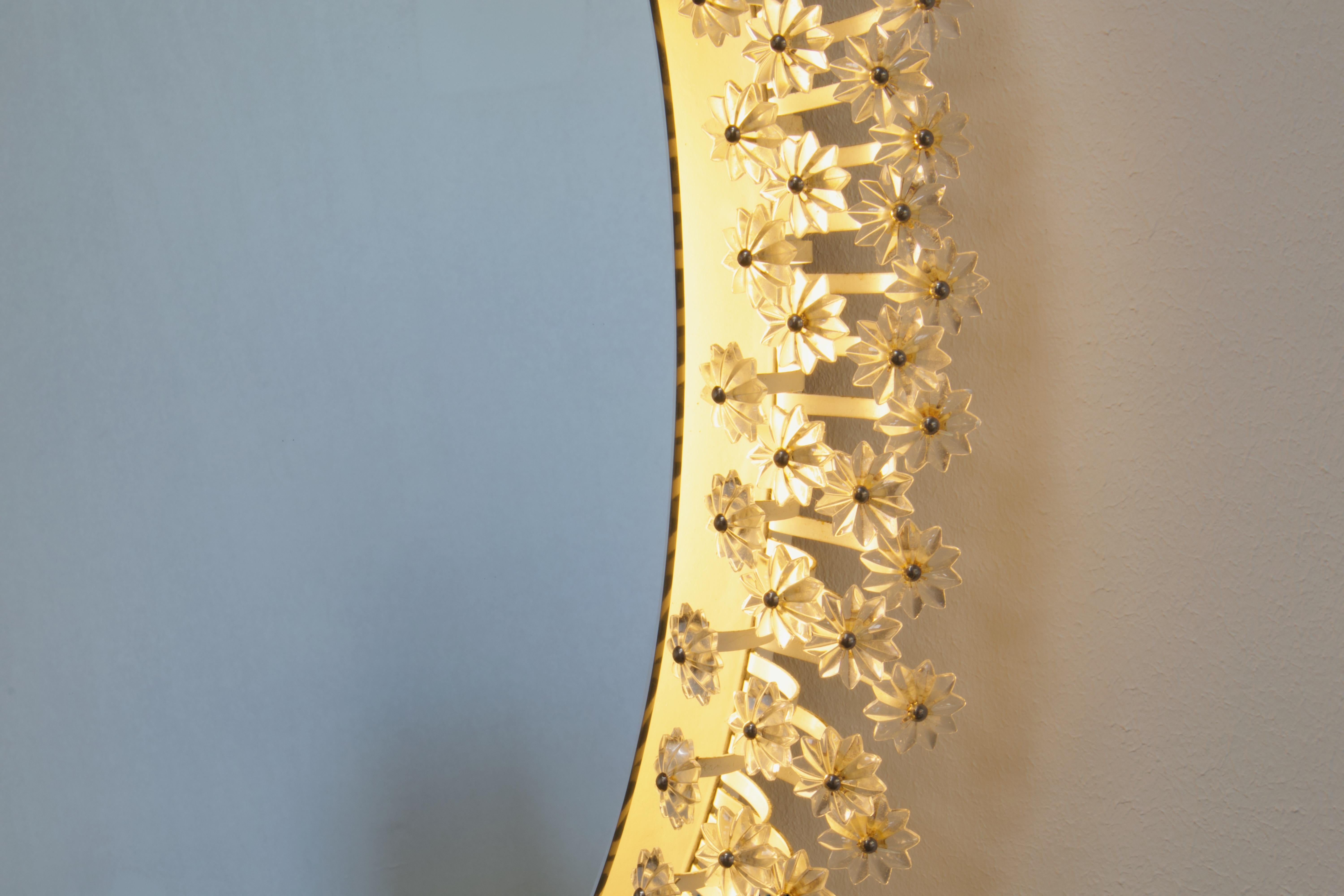 Emil Stejnar Oval Wall Mirror with 200+ Backlit Austrian Crystals For Sale 5