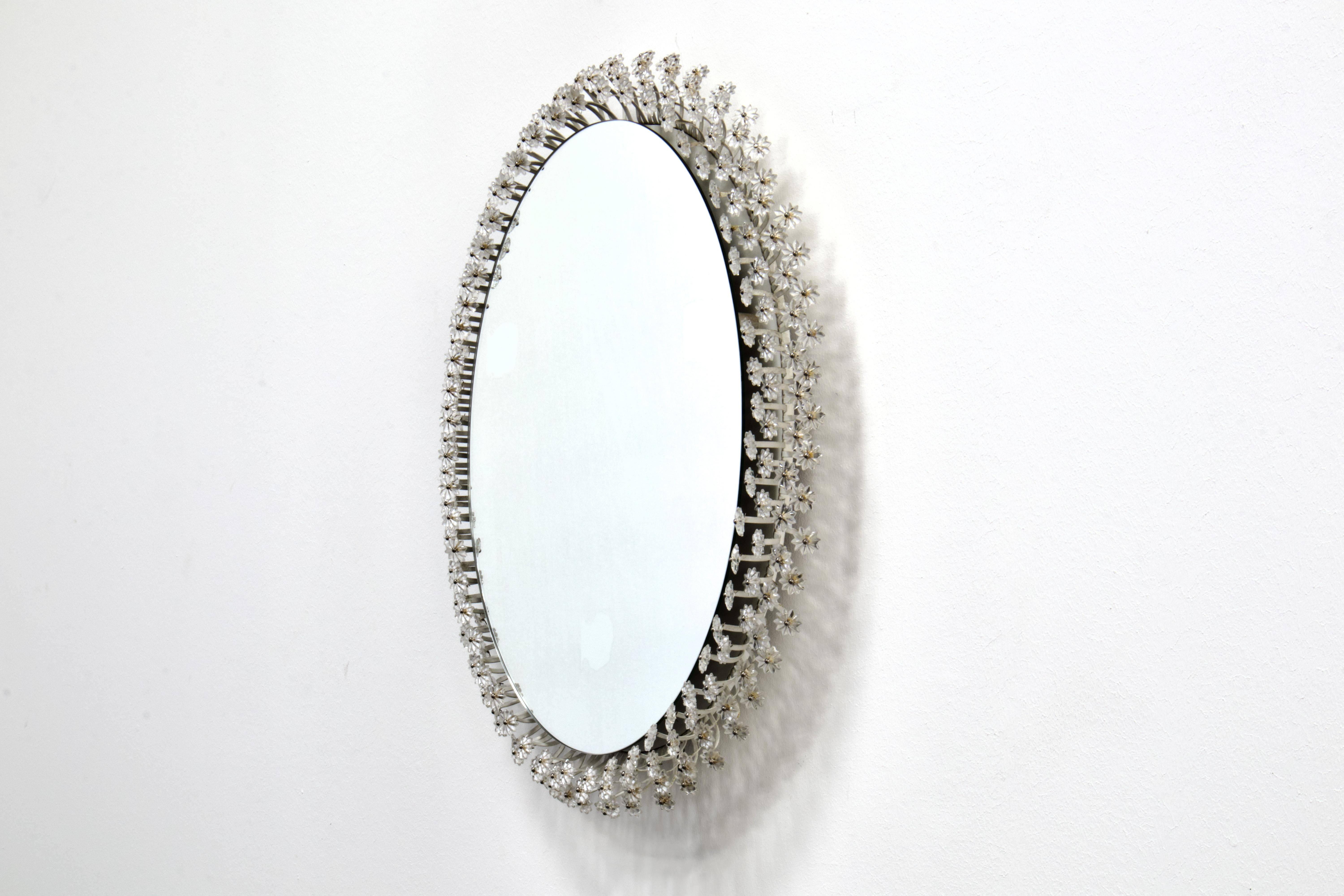Mid-20th Century Emil Stejnar Oval Wall Mirror with 200+ Backlit Austrian Crystals For Sale