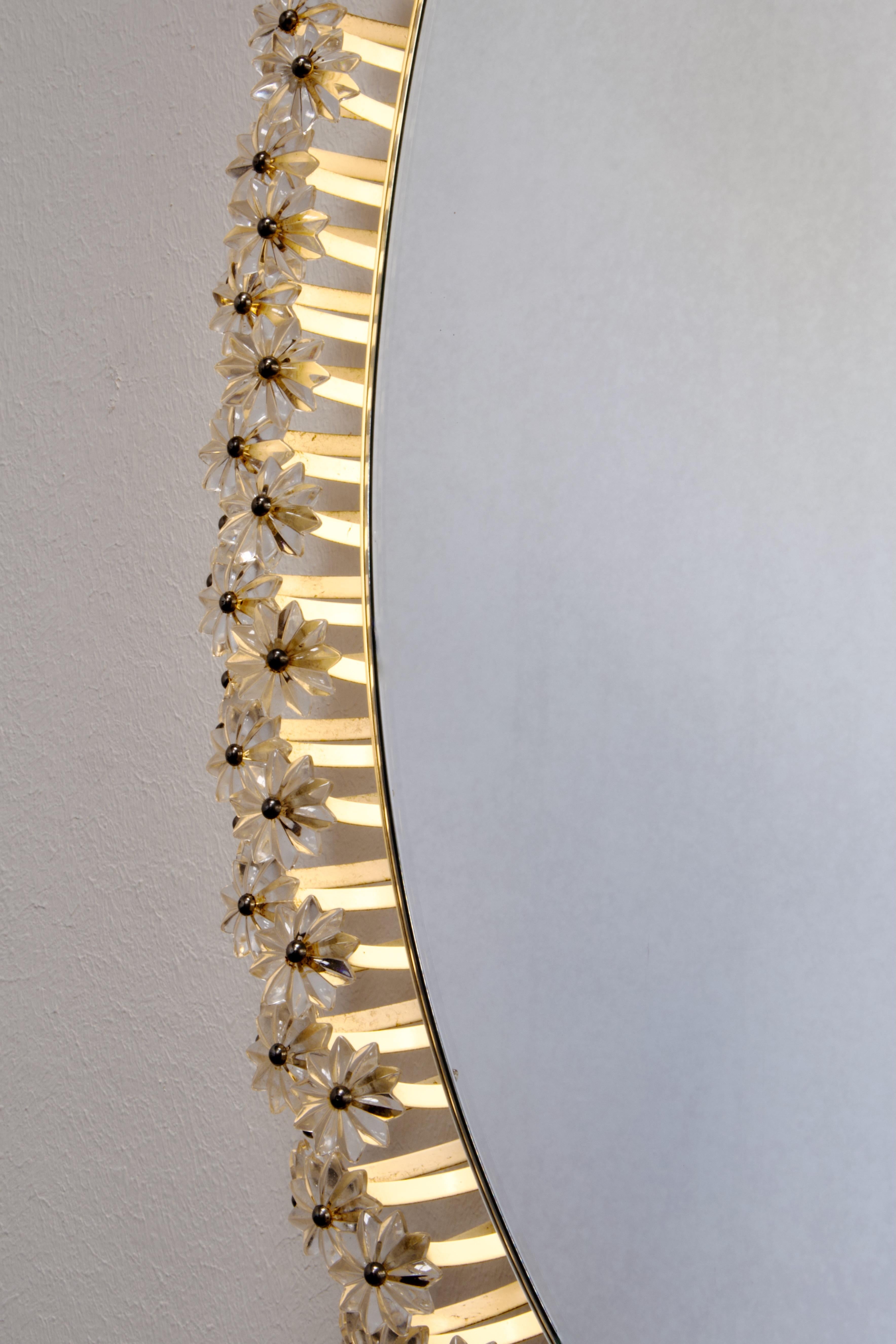Emil Stejnar Oval Wall Mirror with 200+ Backlit Austrian Crystals For Sale 2