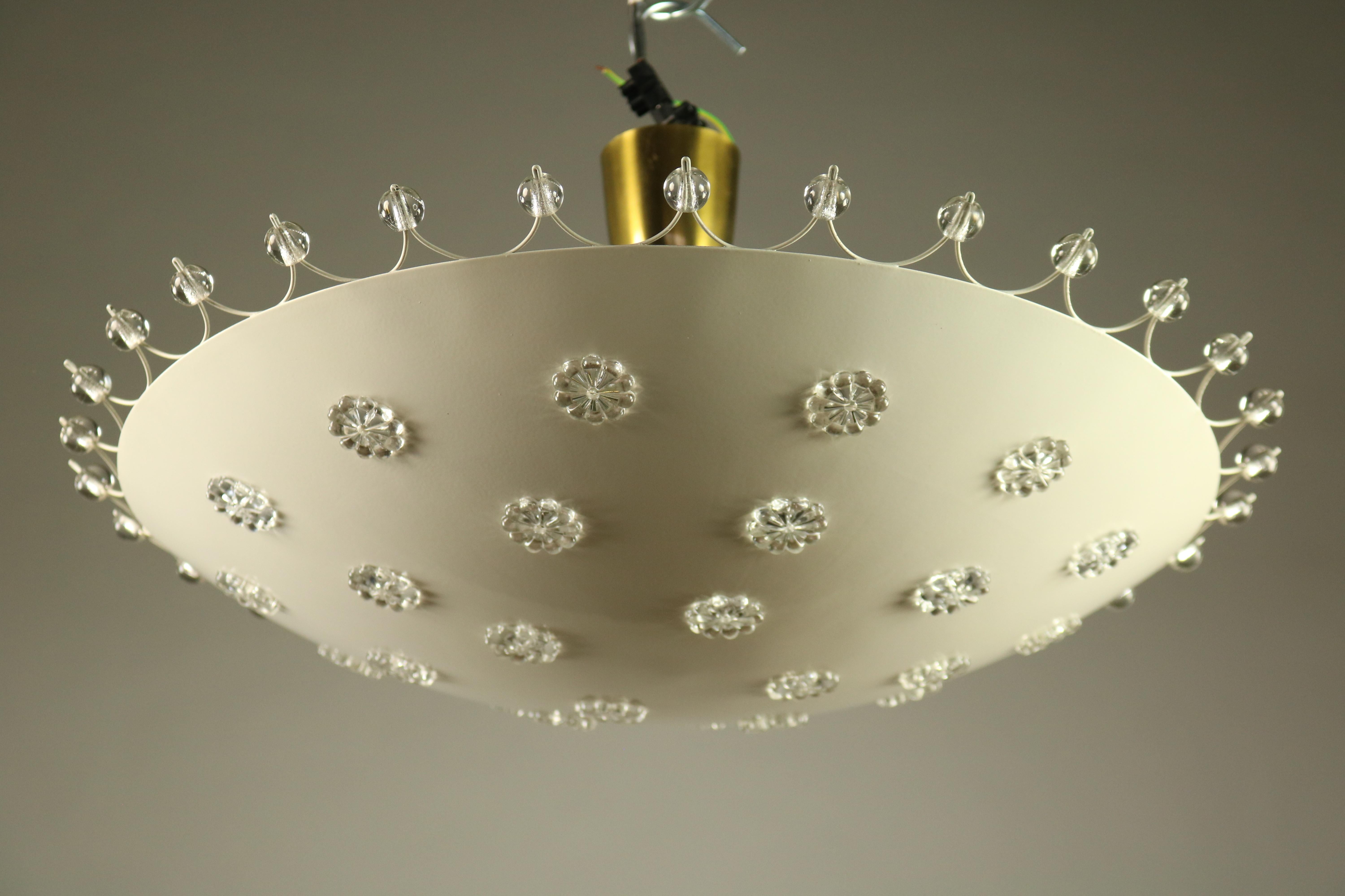 Steel Emil Stejnar Rupert Nikoll Flush Mount Ceiling Fixture Austria, 1950s For Sale