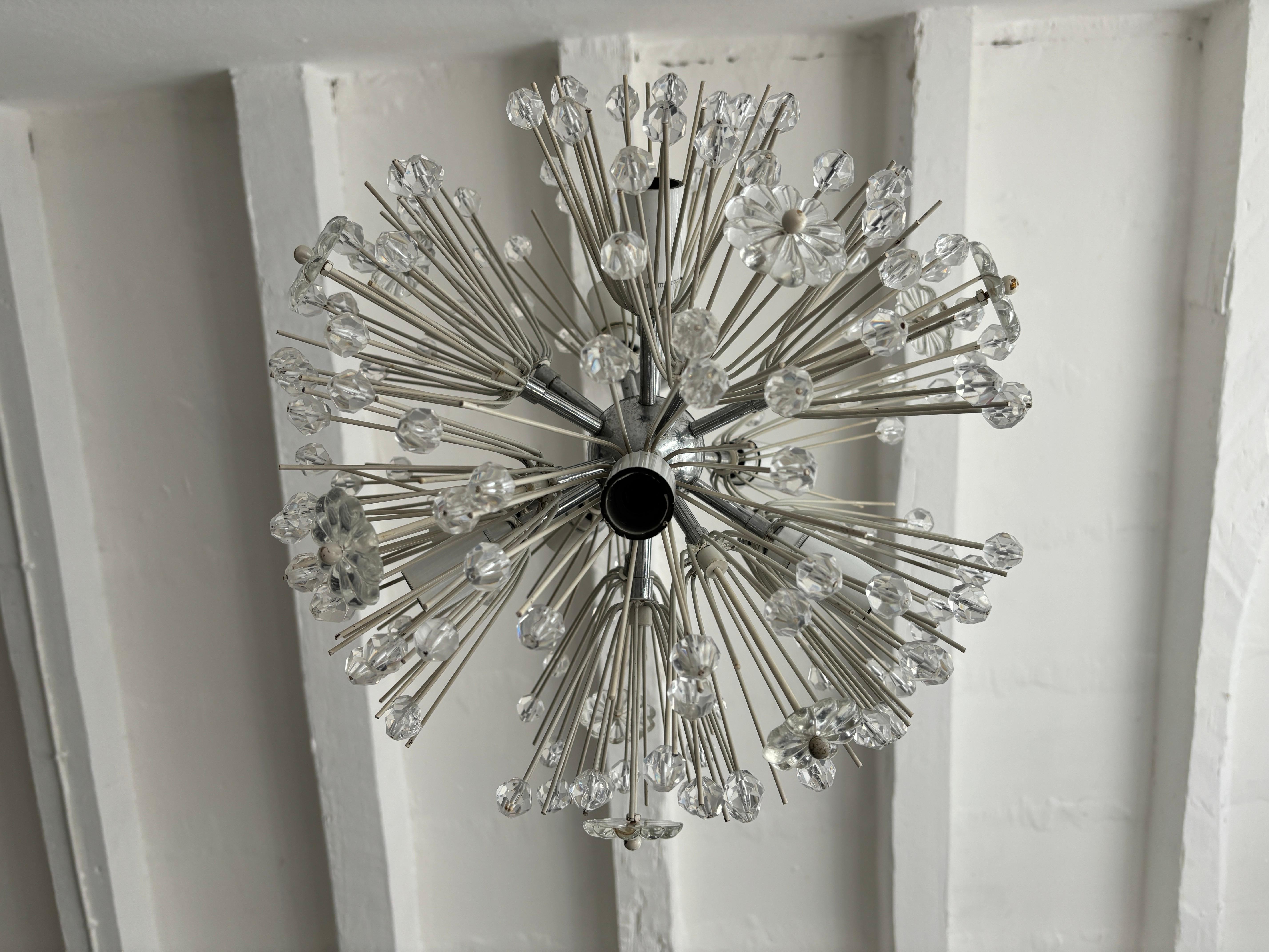Mid-Century Modern Emil Stejnar Snowball Sputnik Snowflake Chandelier Newly Rewired for USA For Sale