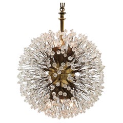 Emil Stejnar Snowflake Brass and Crystal Chandelier / Pendent Light Fixture