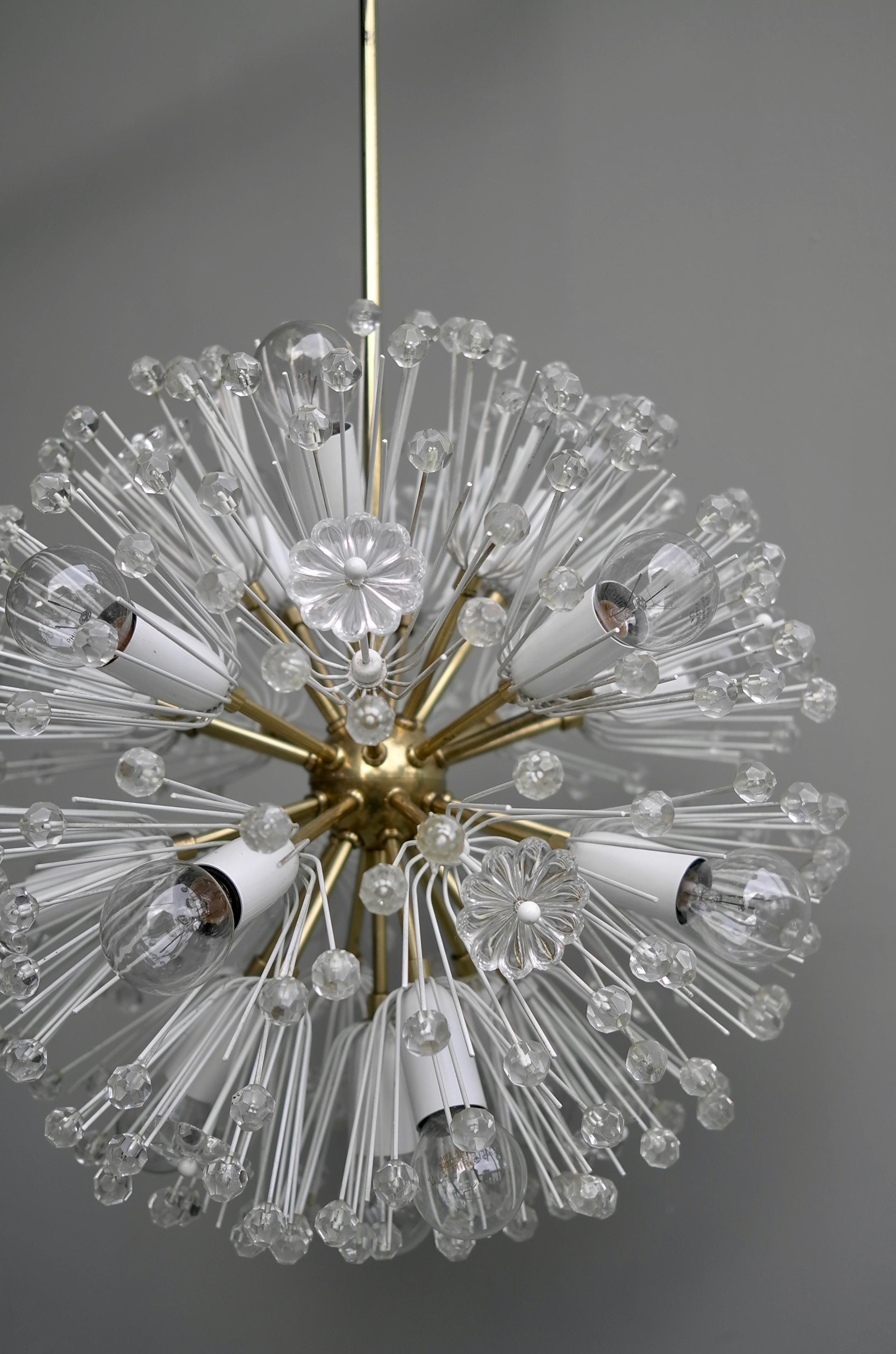 Mid-Century Modern Emil Stejnar Snowflake Chandelier for Rupert Nikoll Vienna Austria, 1950s