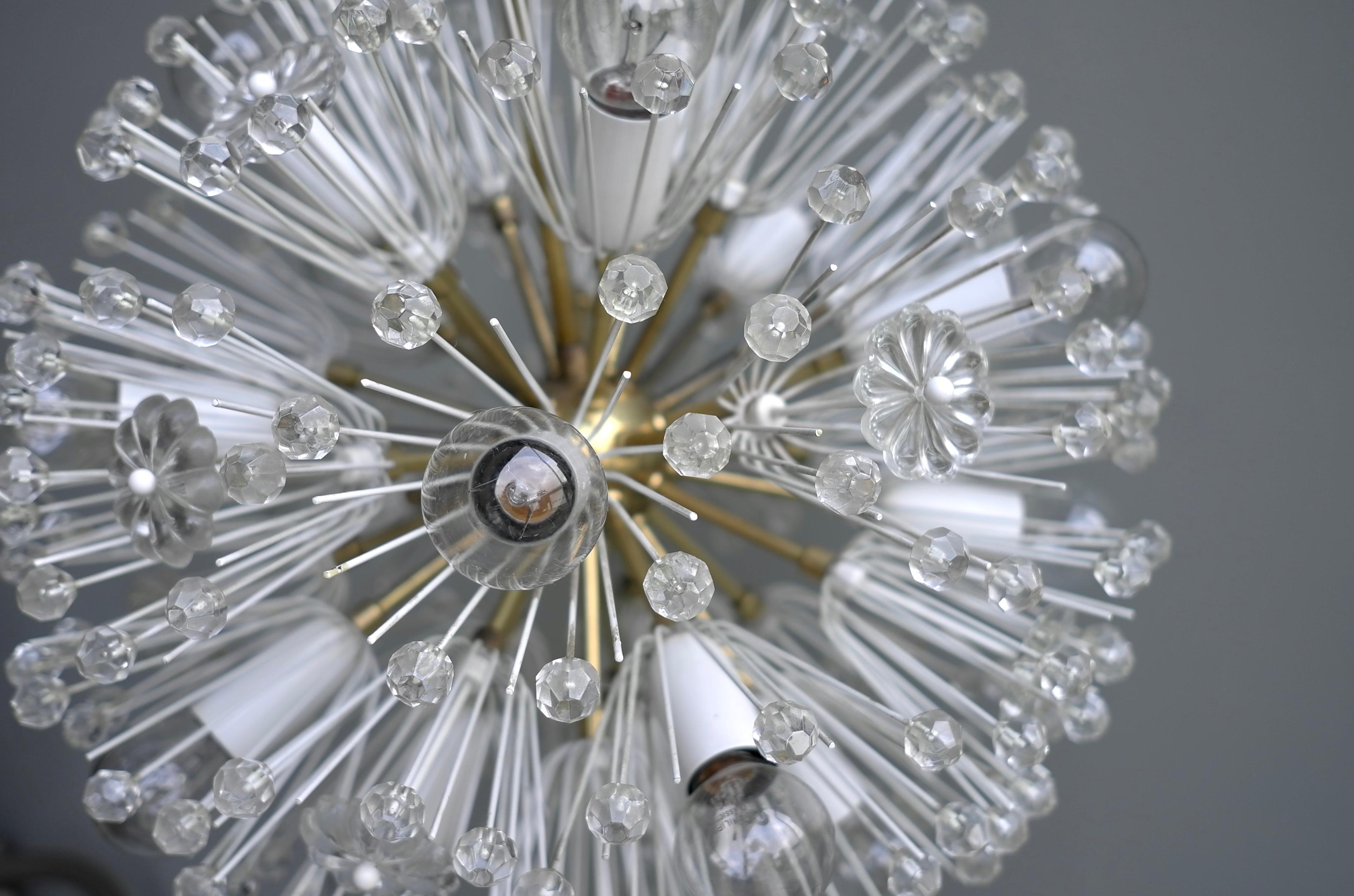 Austrian Emil Stejnar Snowflake Chandelier for Rupert Nikoll Vienna Austria, 1950s