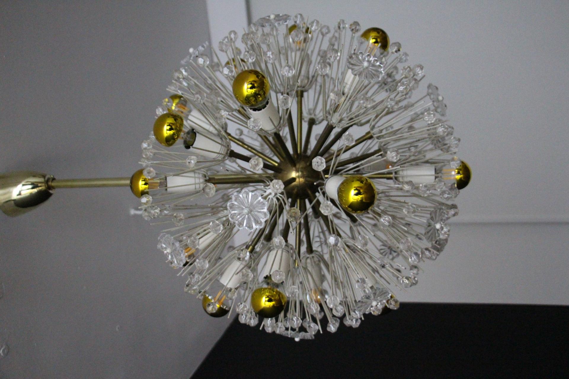 Austrian Emil Stejnar Snowflake Chandelier, Sputnik Snowball Chandelier for Nikoll 50 cm For Sale