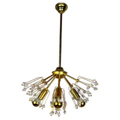 Emil Stejnar Sputnik Chandelier for Rupert Nikoll, Brass & Crystal, Vienna 1950s