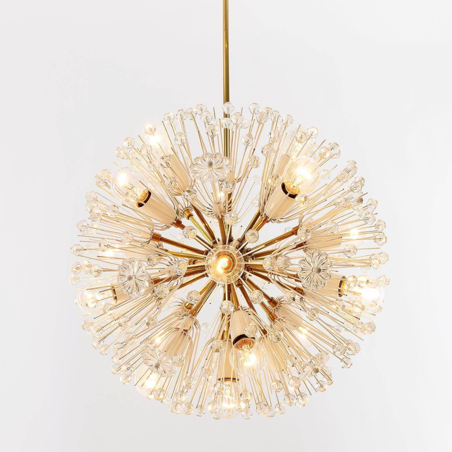 Emil Stejnar Sputnik Pendant Light or Chandelier, Gilt Brass Crystal Glass, 1960 6