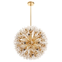 Emil Stejnar Sputnik Snowflake Chandelier Pendant Light, Gold Brass Glass, 1970