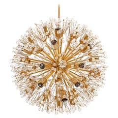 Vintage Emil Stejnar Sputnik Snowflake Chandelier Pendant Light, Gold Brass Glass, 1970