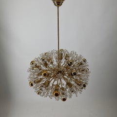 Emil Stejnar Starburst Chandelier Lamp Brass Glass 24K Gold, Austria, 1970