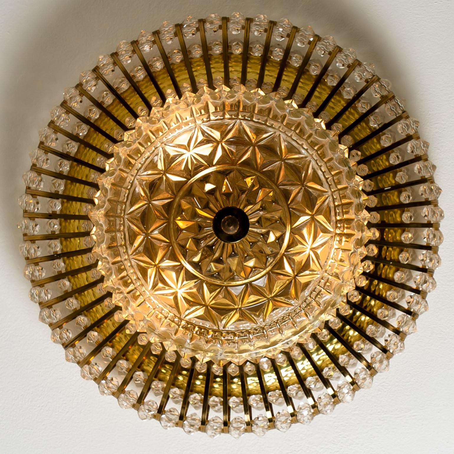 Emil Stejnar Style Brass, Glass and Acrylic Pearls Flush Mount, 1950s For Sale 2