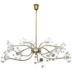 Emil Stejnar Austria Rupert Nikoll Twelve-Light Chandelier Brass & Glass 1970