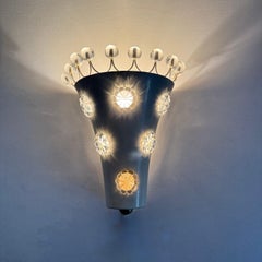 Emil Stejnar wall lamp with flower crystals , 1950s Vienna