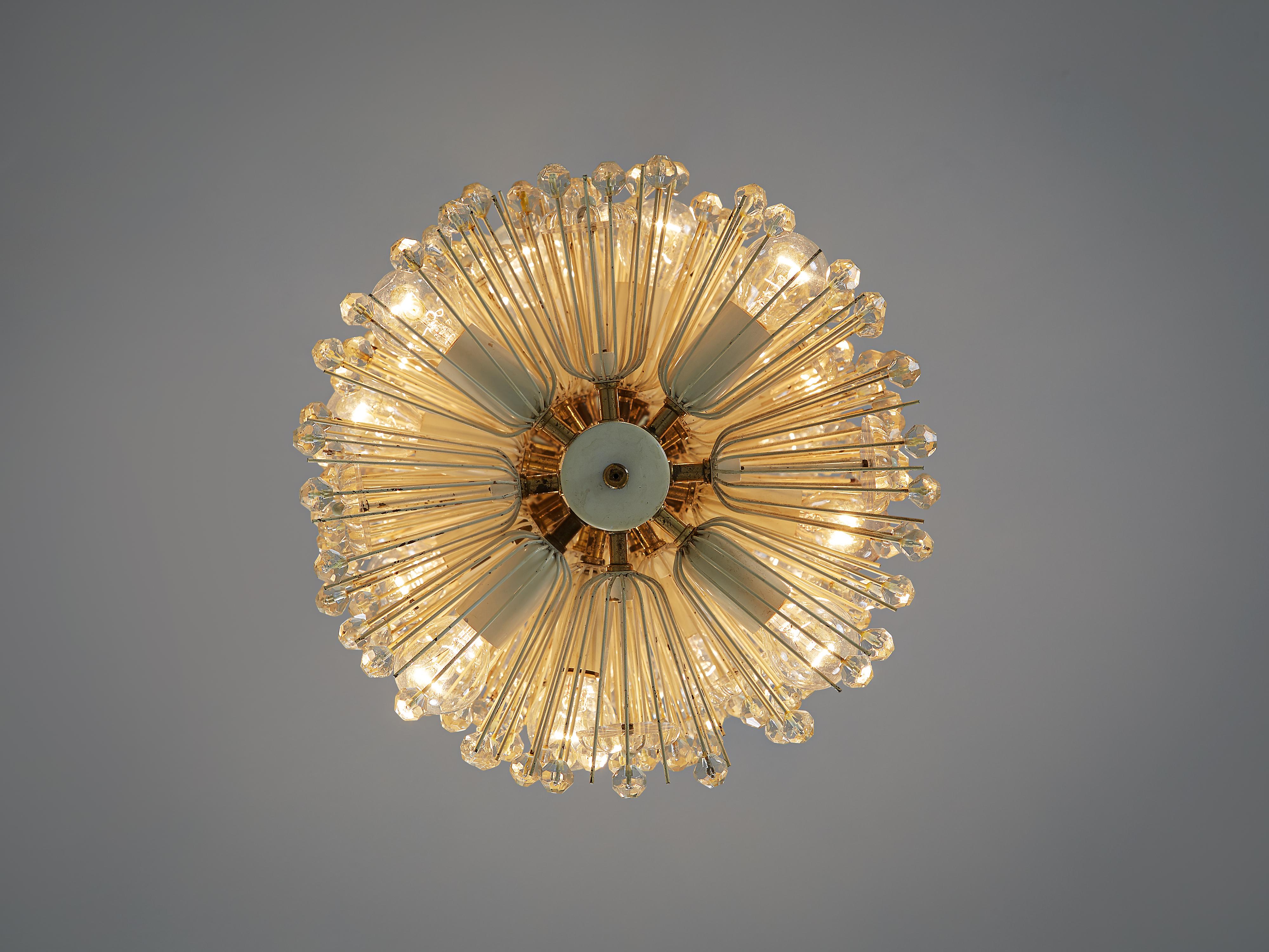 Mid-20th Century Emil Stjenar for Rupert E. Nikoll Large Chandelier in Glass and Brass