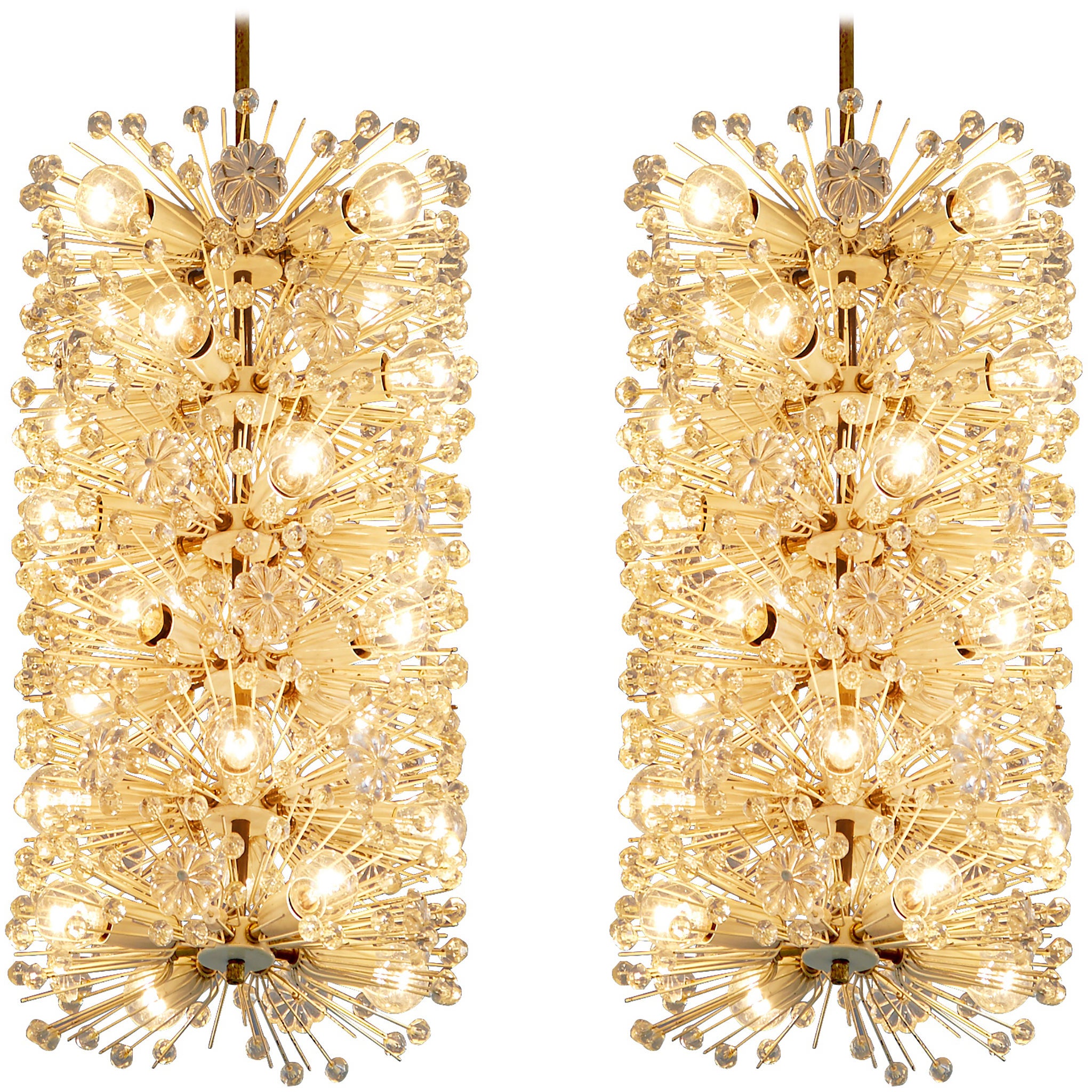 Grands lustres en verre et laiton Emil Stjenar pour Rupert E. Nikoll