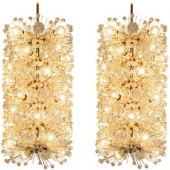 Emil Stjenar for Rupert E. Nikoll Large Chandeliers in Glass and Brass