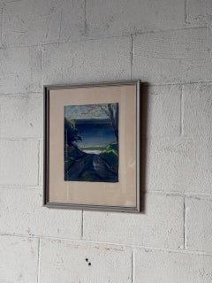 Emil Th. Framed Coastal Landscape Painting Danish Modern 1950s