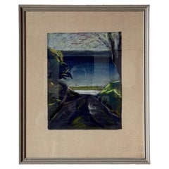 Emil Th. Framed Coastal Landscape Painting Danish Modern 1950s