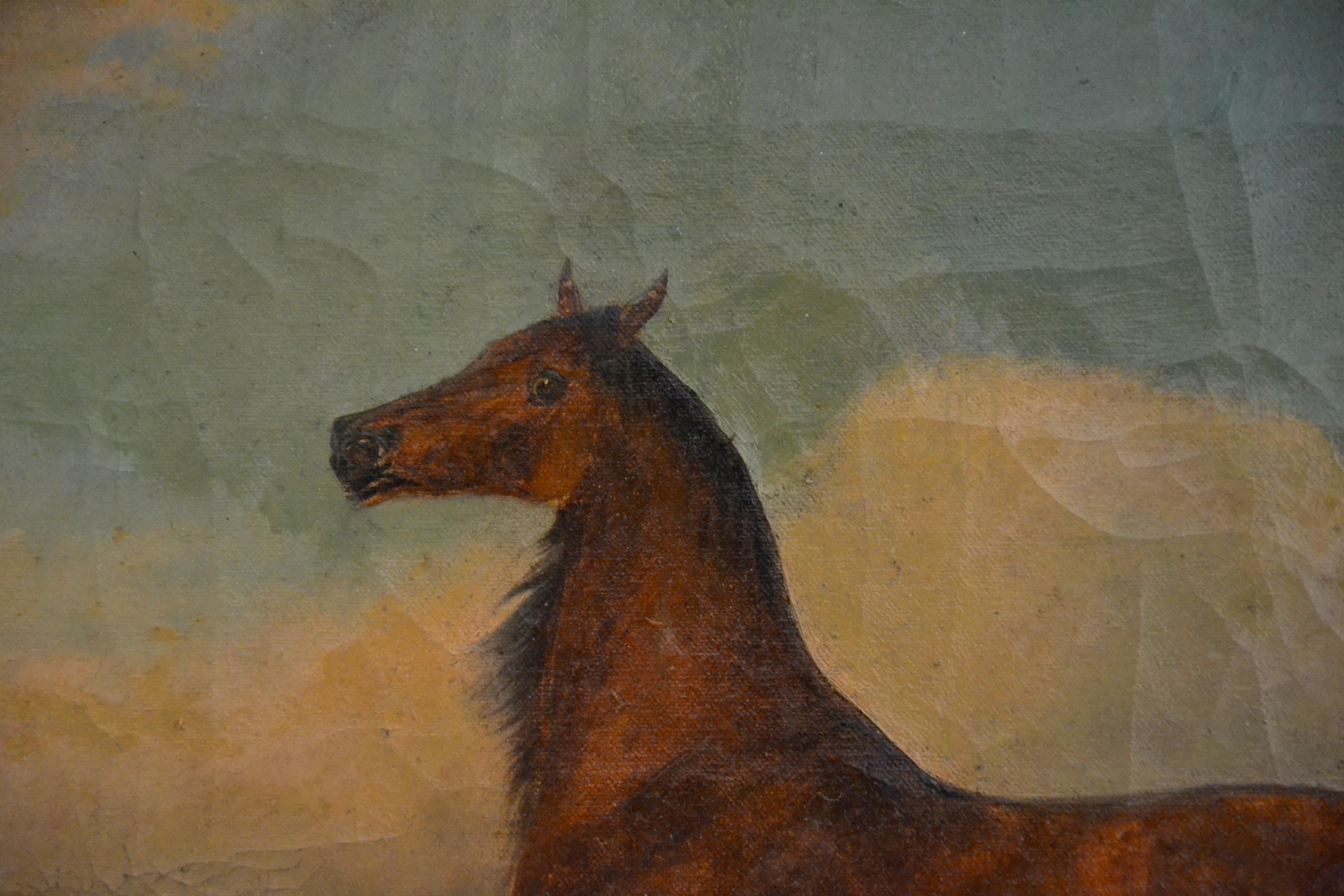 Horse - Oil on Canvas y E. Volkers - Late 19th Century 2