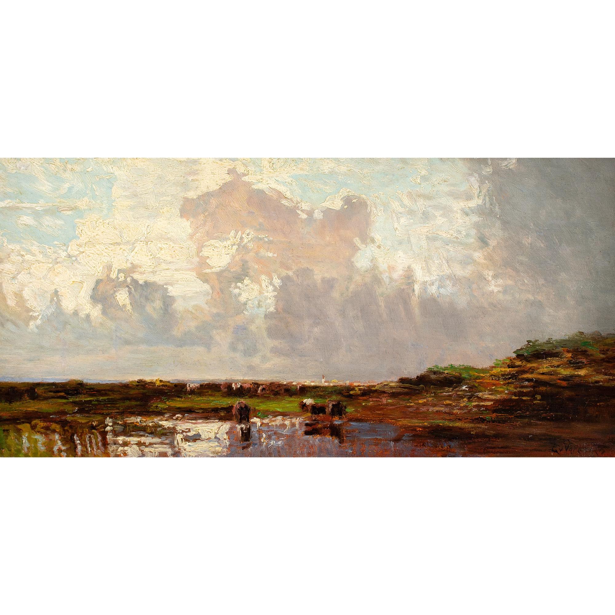 Emil von Varennes-Mondasse, Study Of A Thunderstorm, Oil Painting  1