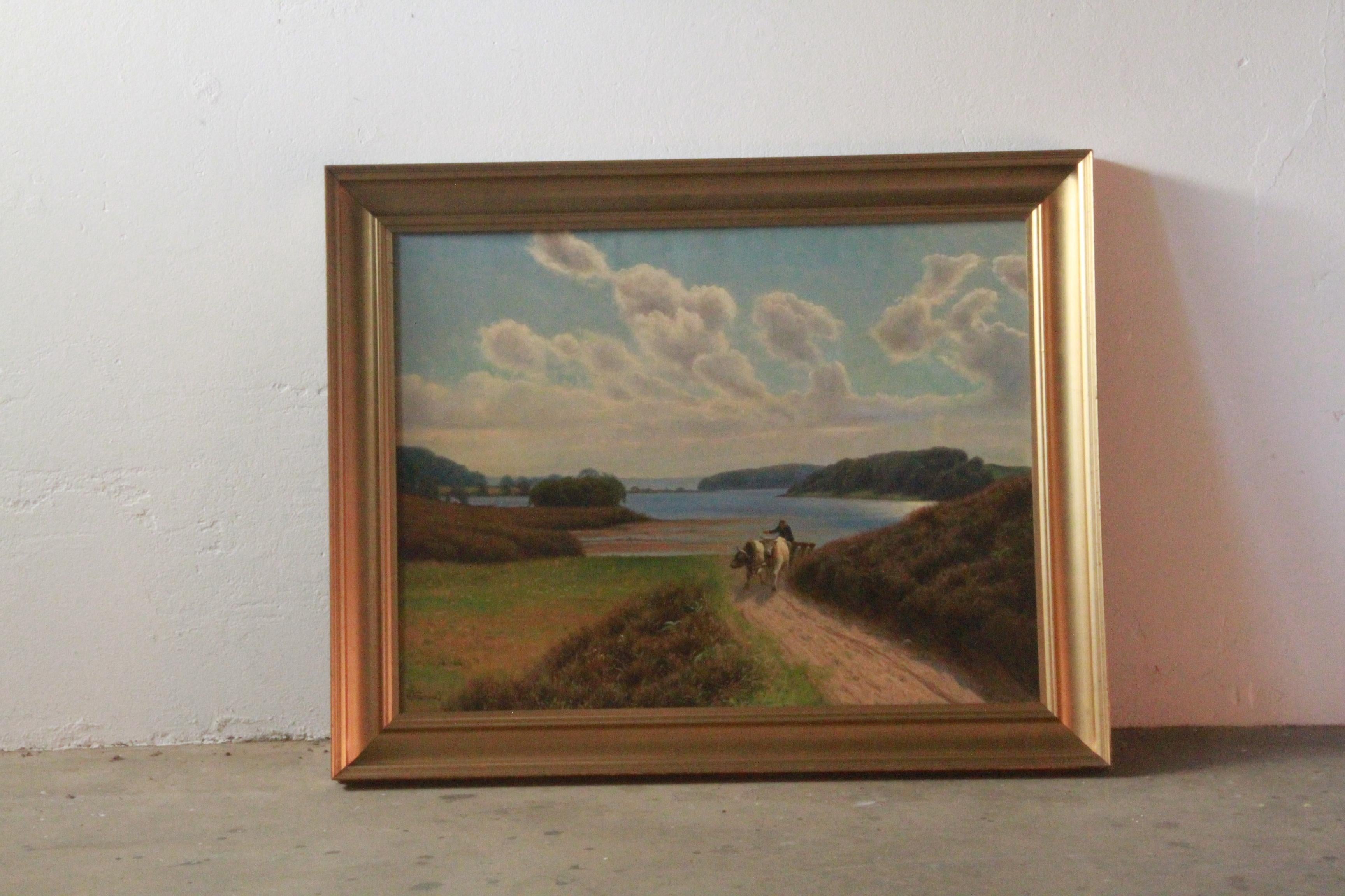 Country Emil Wennerwald, Denmark Oil on Canvas Landscape Painting For Sale