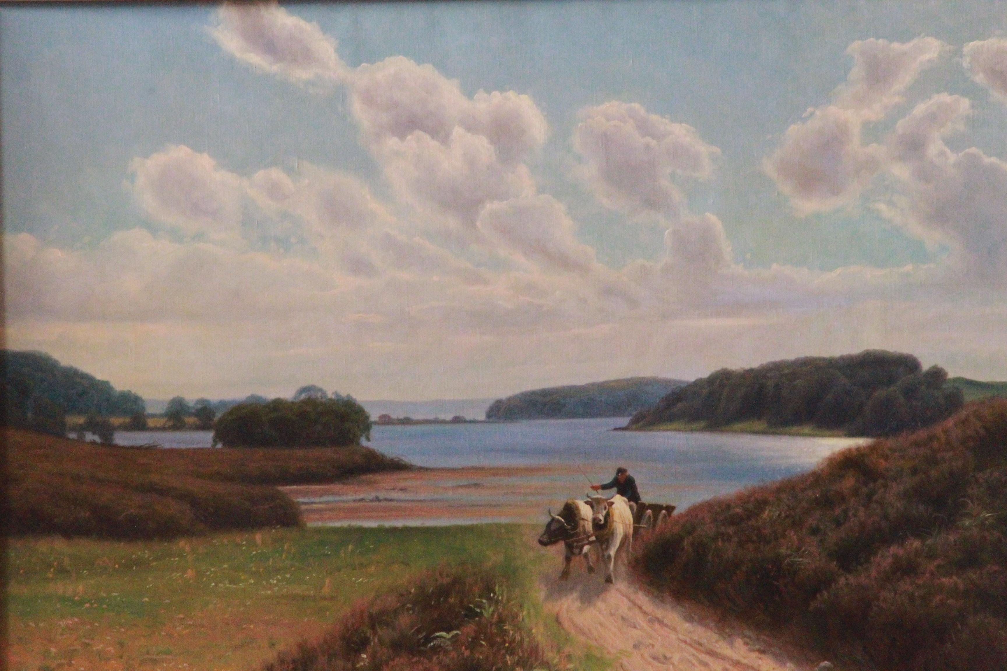 Emil Wennerwald, Denmark Oil on Canvas Landscape Painting In Good Condition For Sale In Store Heddinge, DK