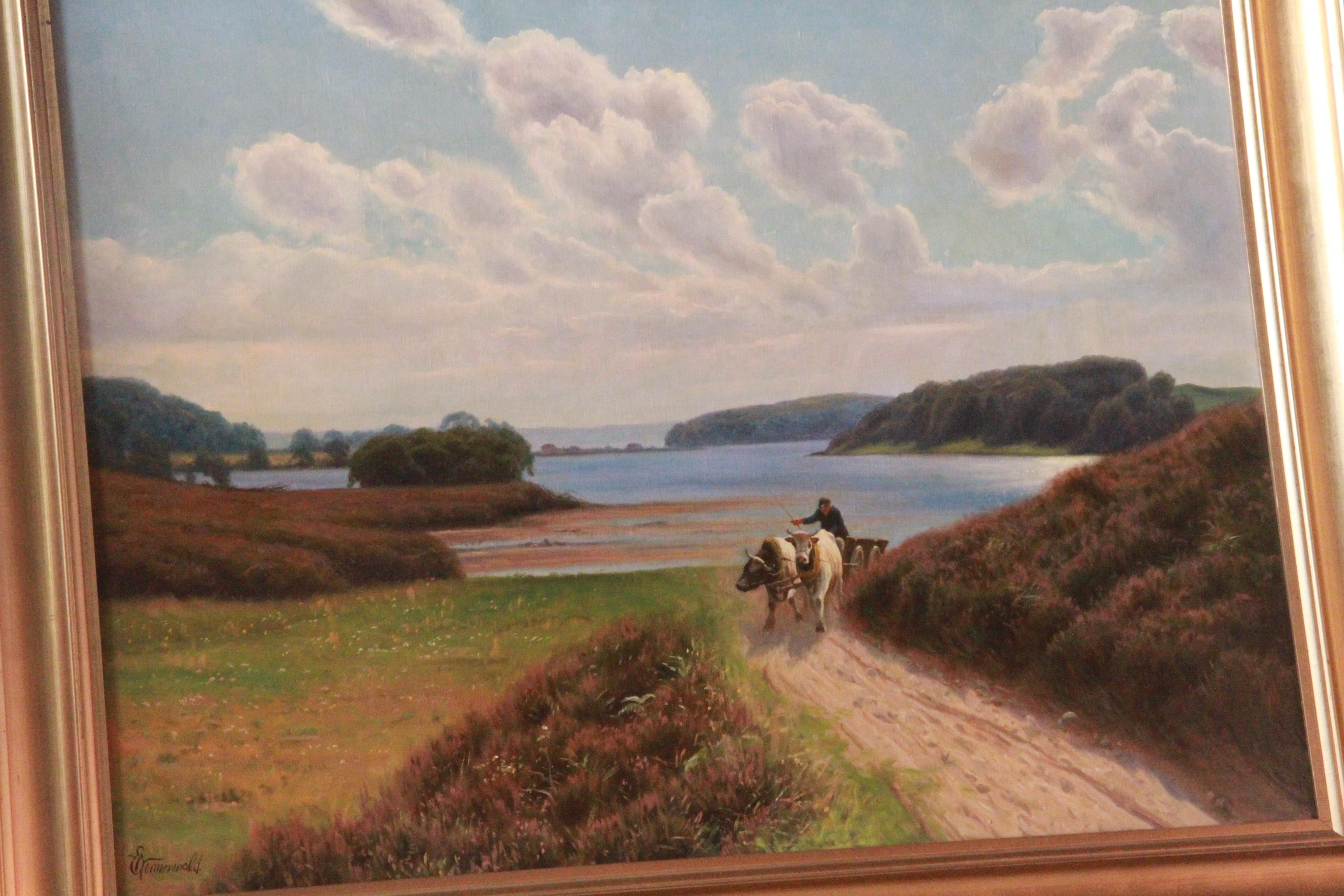 Early 20th Century Emil Wennerwald, Denmark Oil on Canvas Landscape Painting For Sale