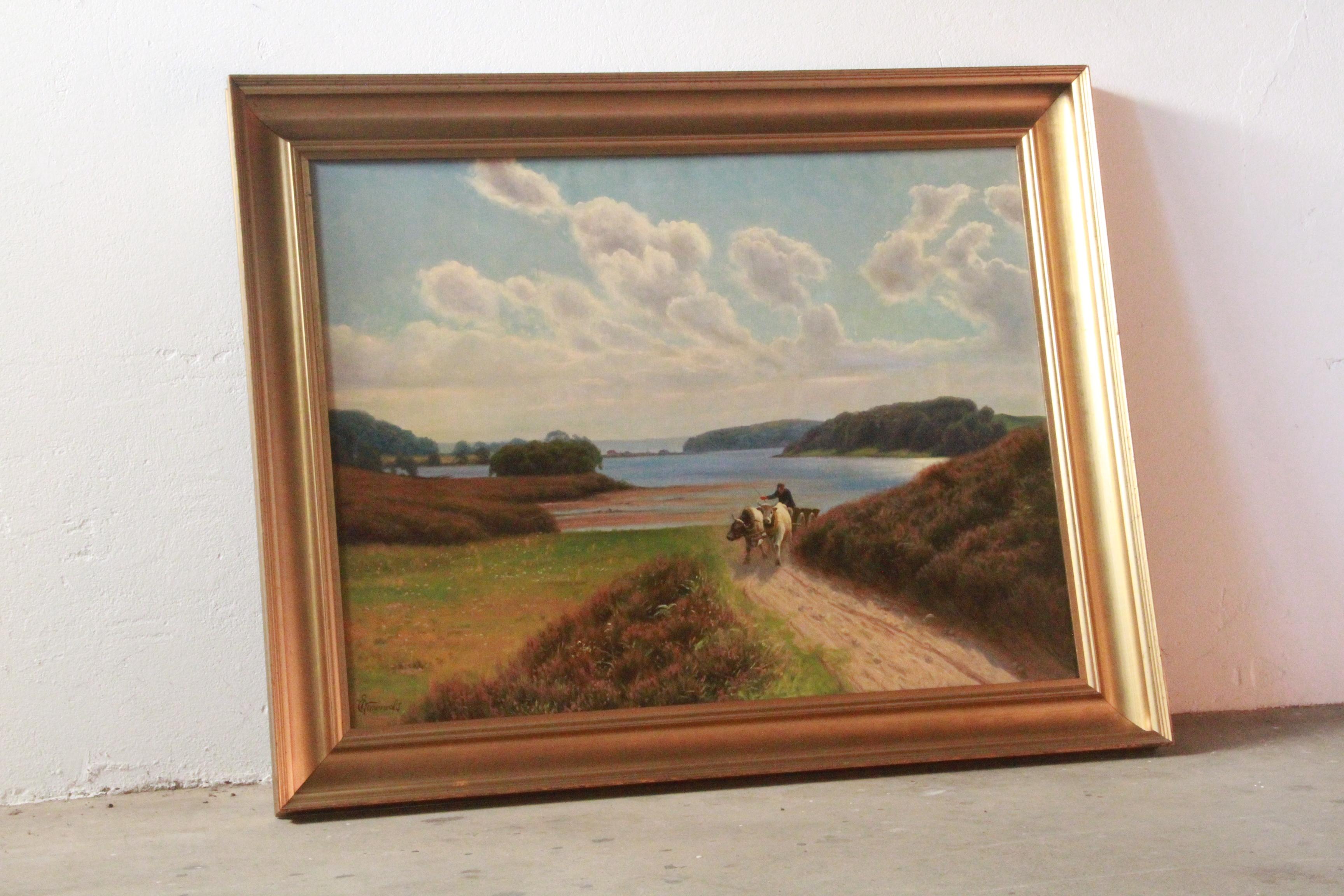Emil Wennerwald, Denmark Oil on Canvas Landscape Painting For Sale 1