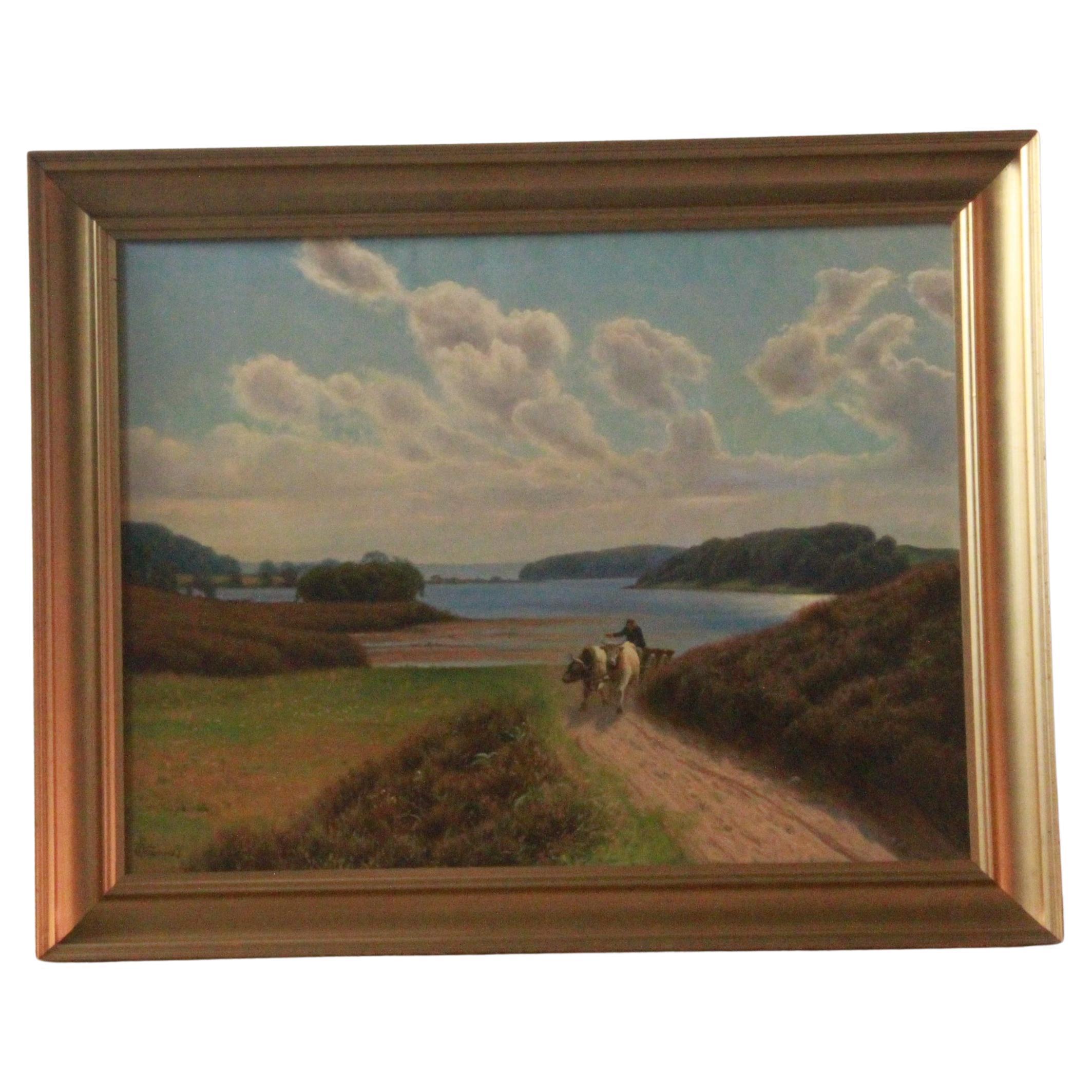 Emil Wennerwald, Denmark Oil on Canvas Landscape Painting For Sale