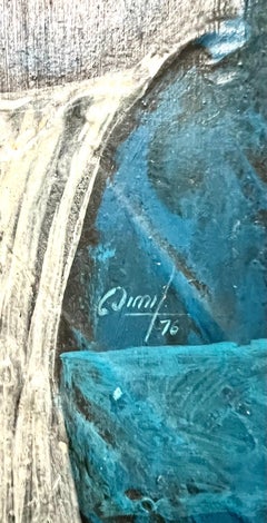 1970 Haitian Mod Gold Painting Ritratto di donna afroamericana Emilcar Simil