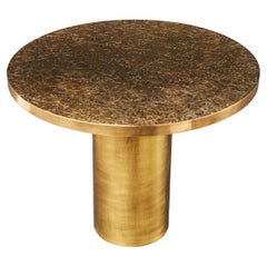 Table d'appoint Emile 1A - Ø 40 cm x H 50 cm - Laiton texturé, finition or vieilli
