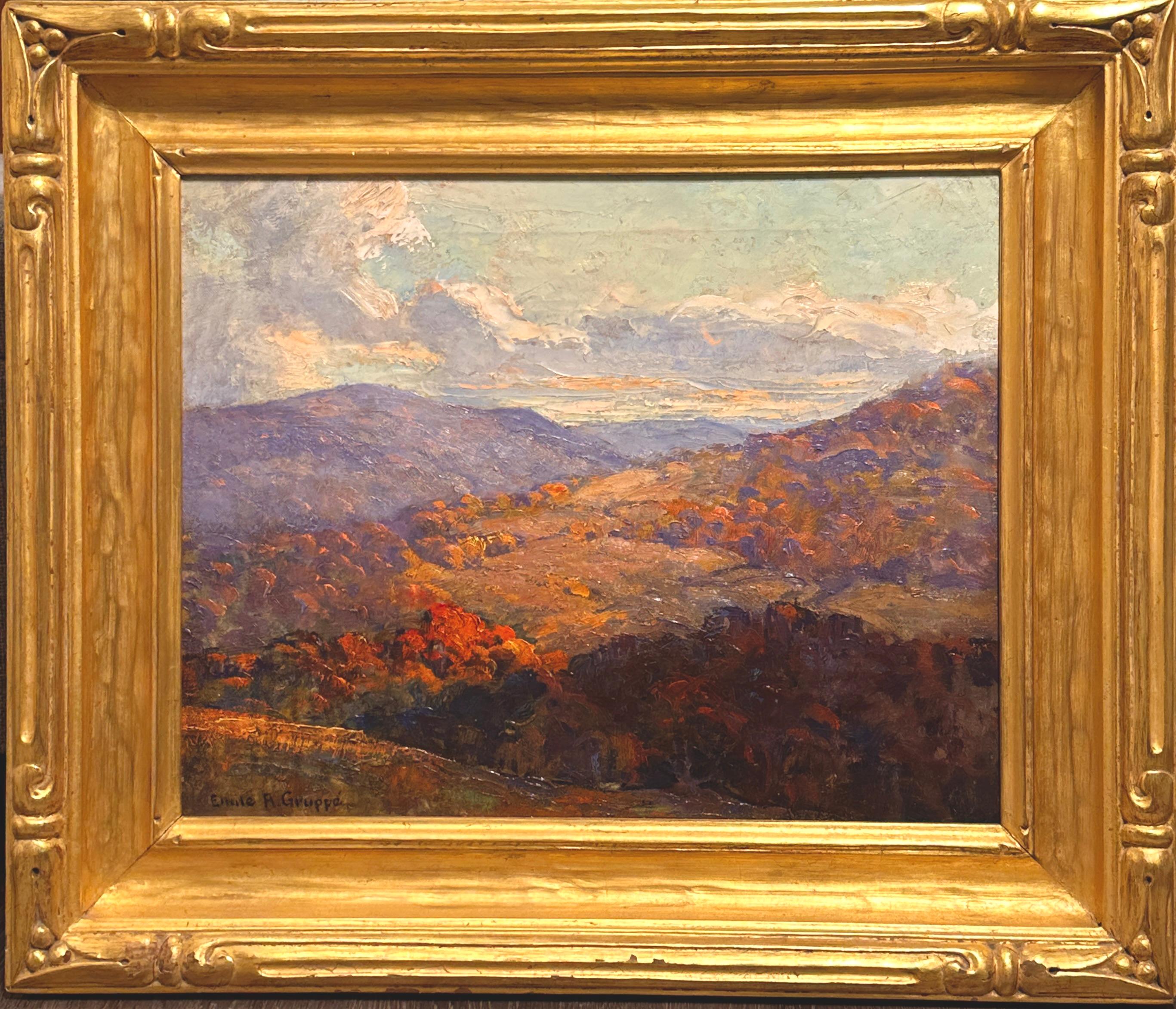 “Autumn in the Hills” by Emile A. Gruppe – Vermont Landscape Impressionism - Painting by Emile A. Gruppé