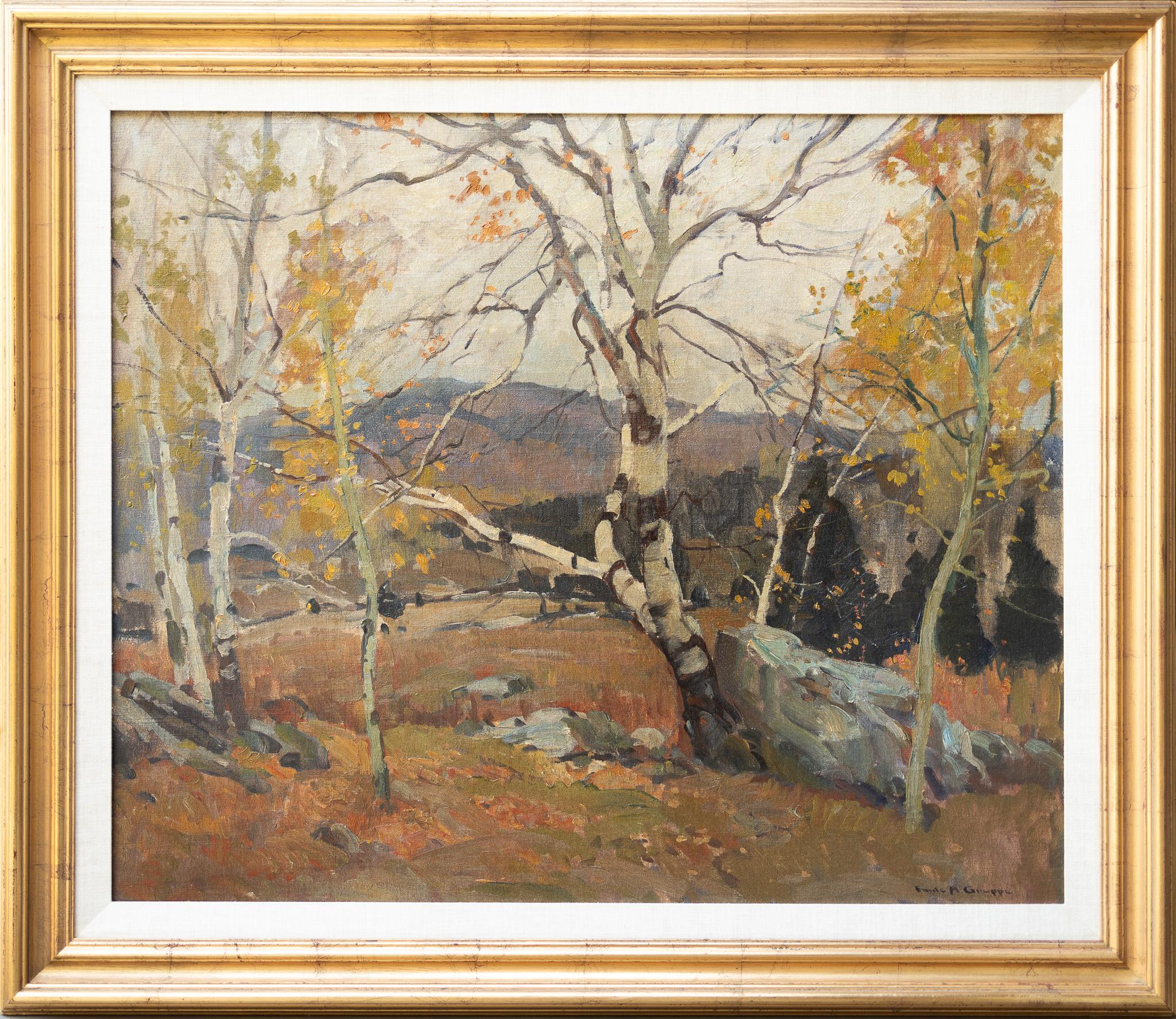 Emile Albert Gruppe, Paesaggio autunnale in montagna, Olio su tela in vendita 1