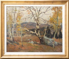 Emile Albert Gruppe, Paesaggio autunnale in montagna, Olio su tela