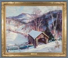 Puente cubierto en Vermont por el artista de Cape Ann Massachusetts Emile Gruppe