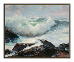 EMILE A. GRUPPE Large Gloucester Bass Rocks Oil Painting On Canvas Signed Art