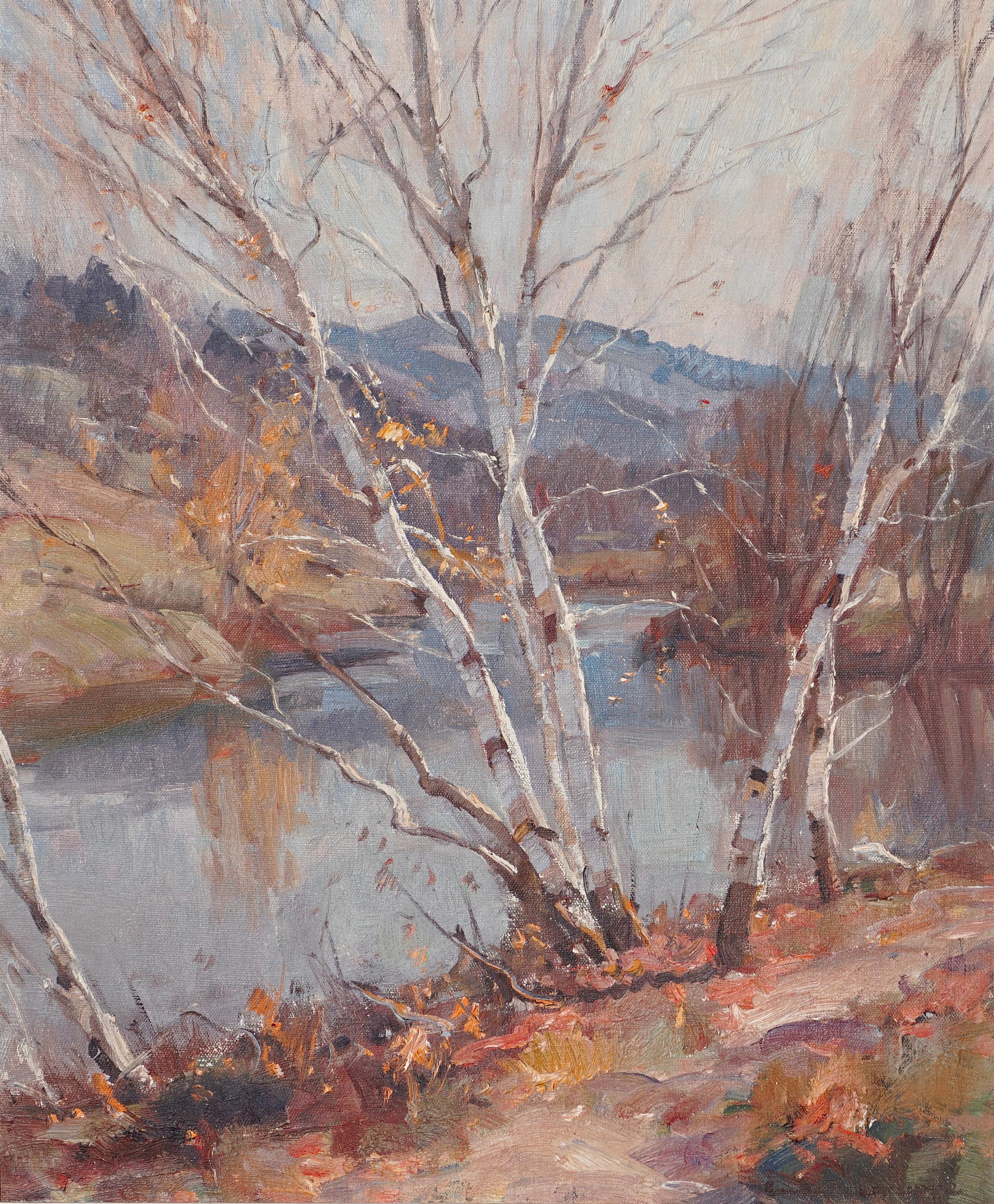 Emile Albert Gruppe Fall Birches Along The River For Sale 2