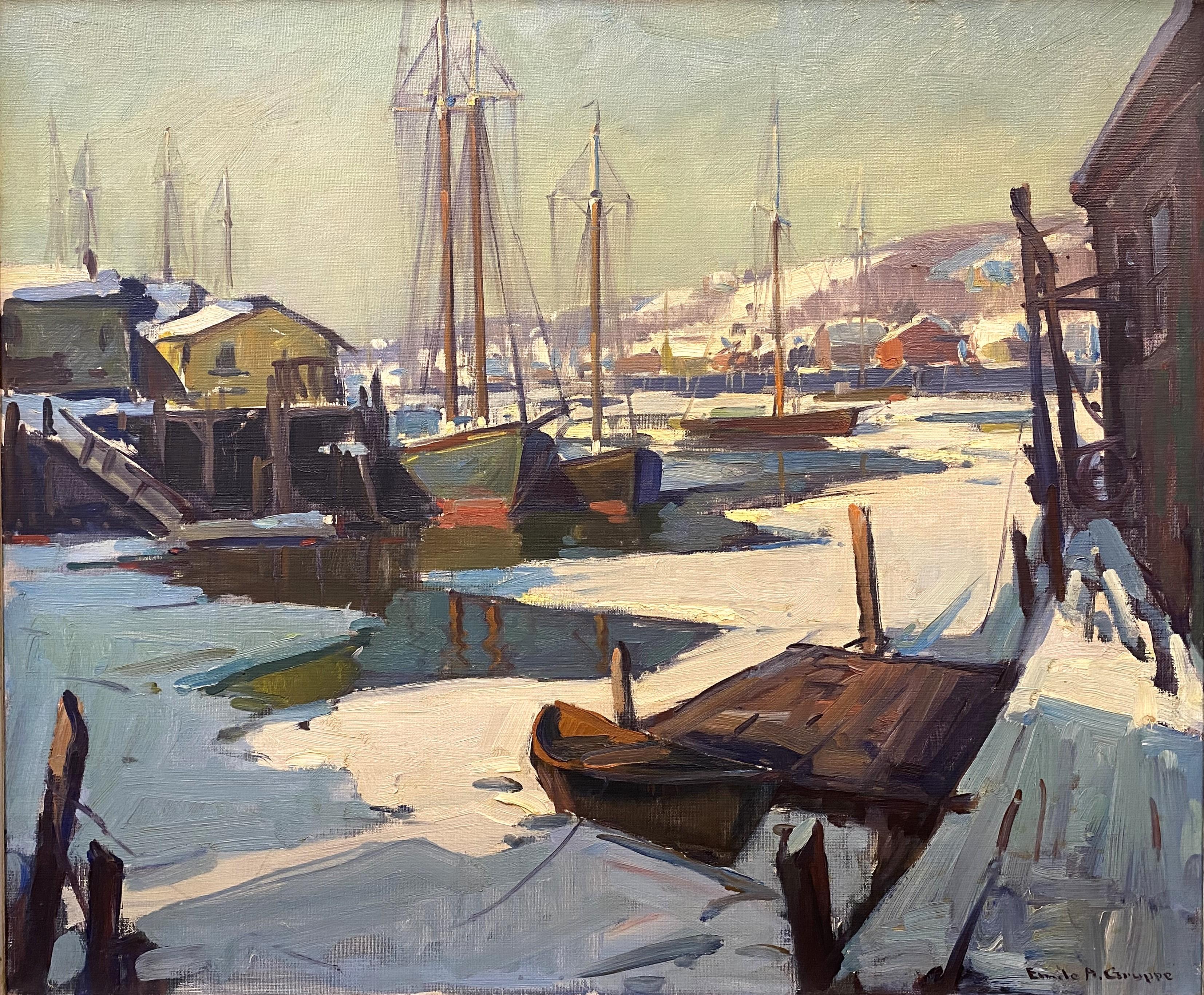 Frozen Harbor Gloucester  - American Impressionist Art by Emile Albert Gruppe
