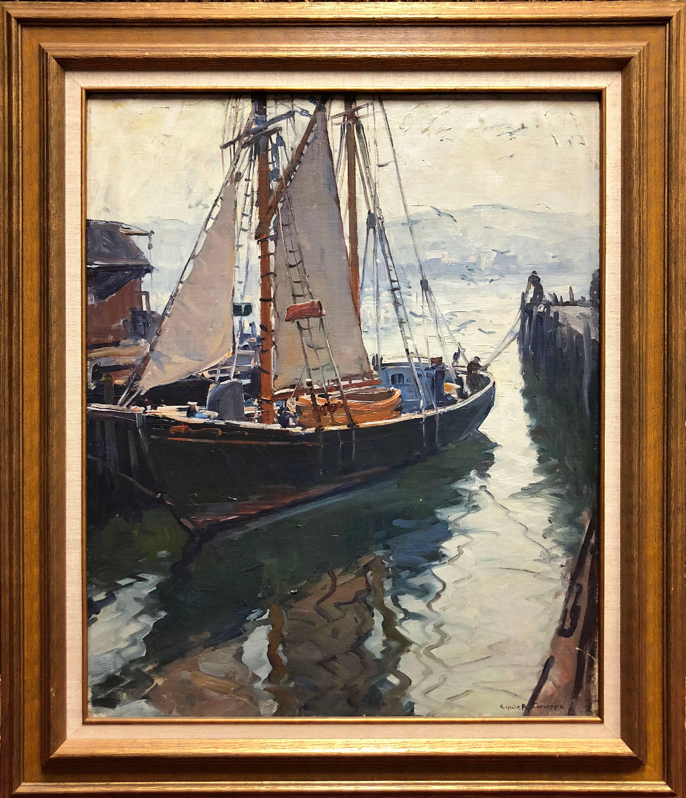 Reflejos del puerto - Painting de Emile Albert Gruppe