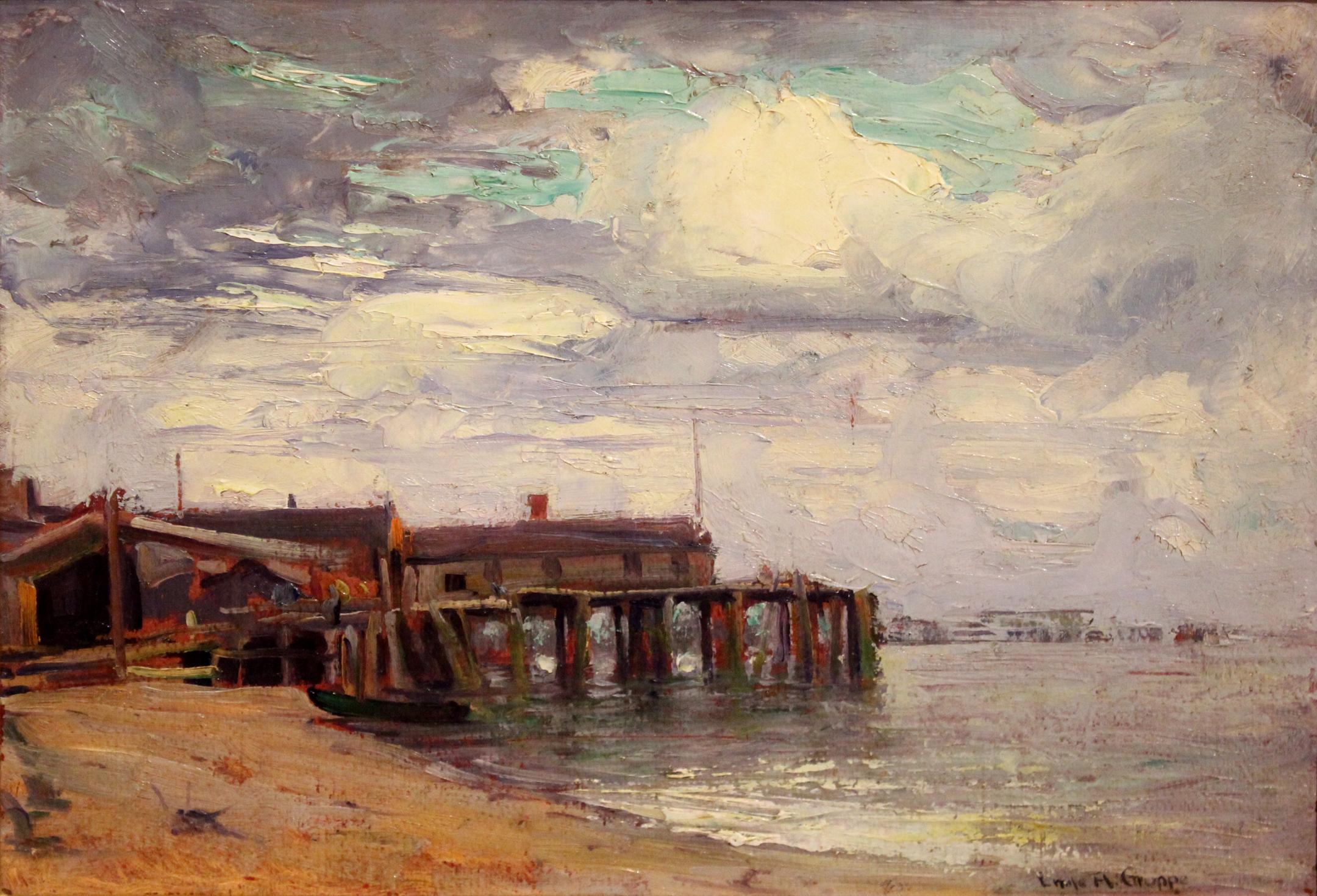 Provincetown Dock (Amerikanischer Impressionismus), Painting, von Emile Albert Gruppe