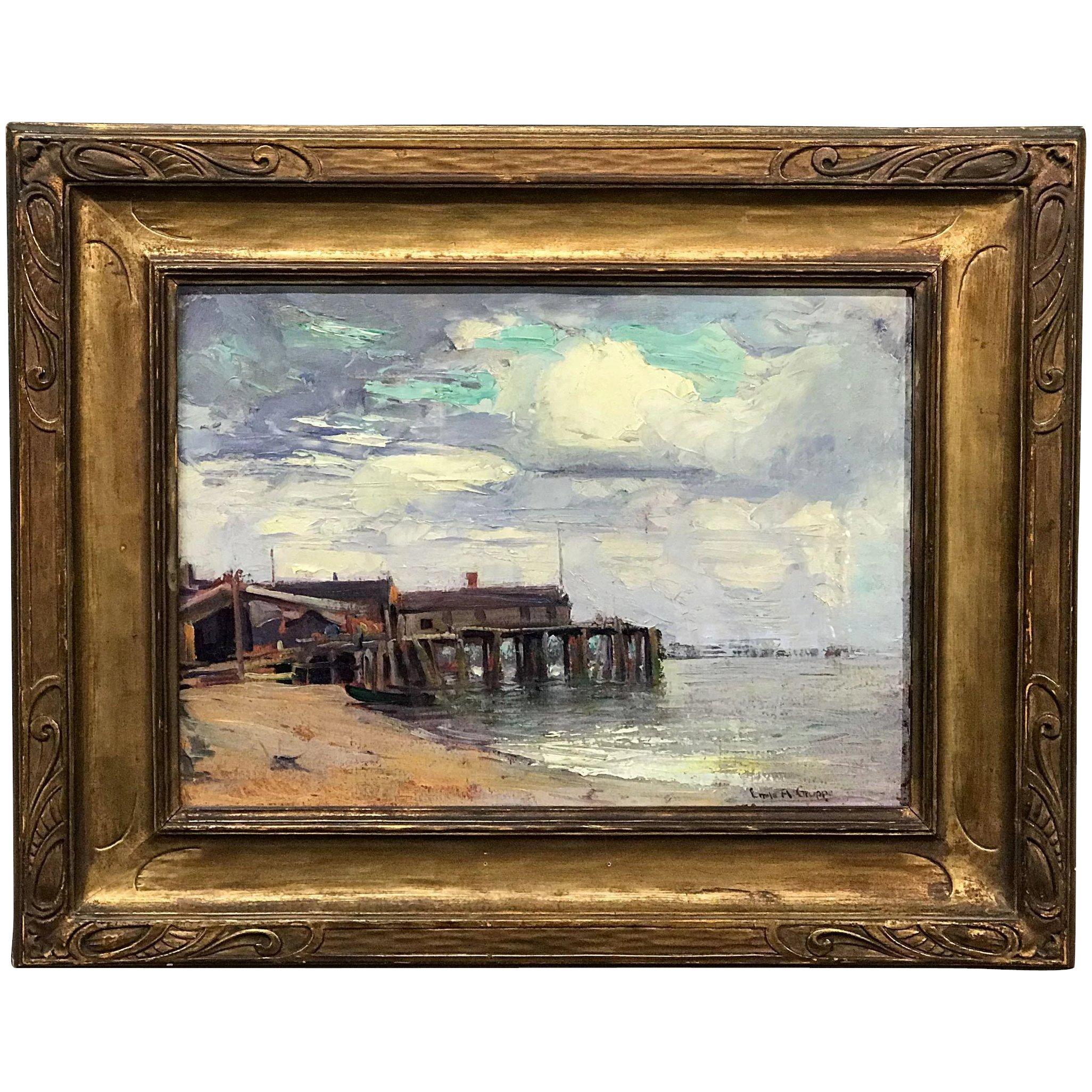Provincetown Dock - Painting by Emile Albert Gruppe