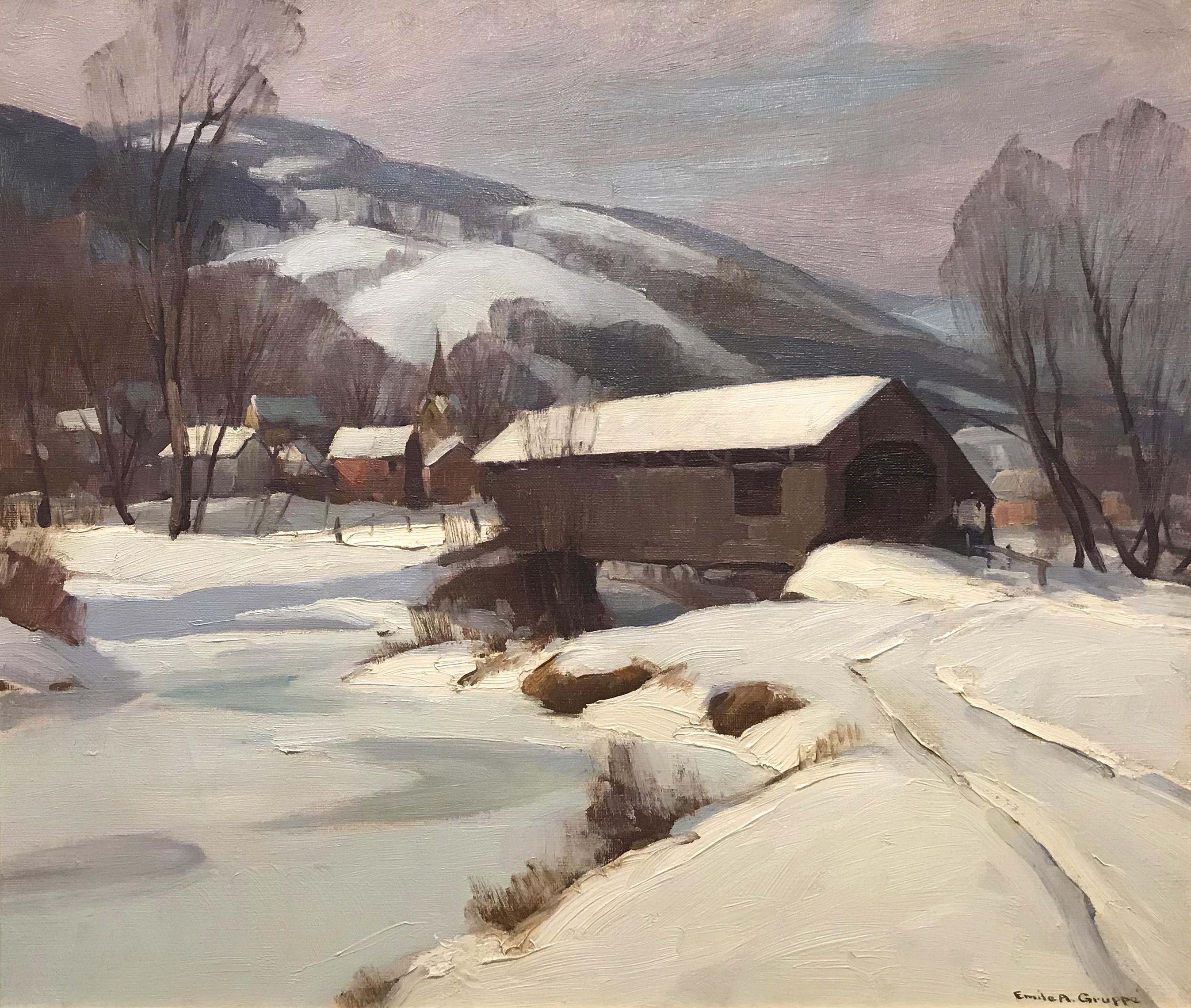 Vermont Covered Bridge - Painting by Emile Albert Gruppe
