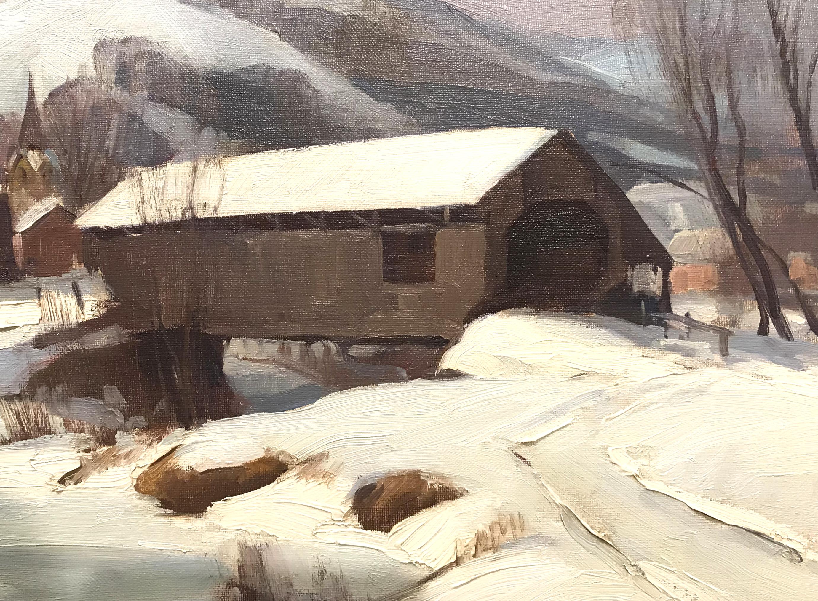 Vermont Covered Bridge - American Impressionist Painting by Emile Albert Gruppe