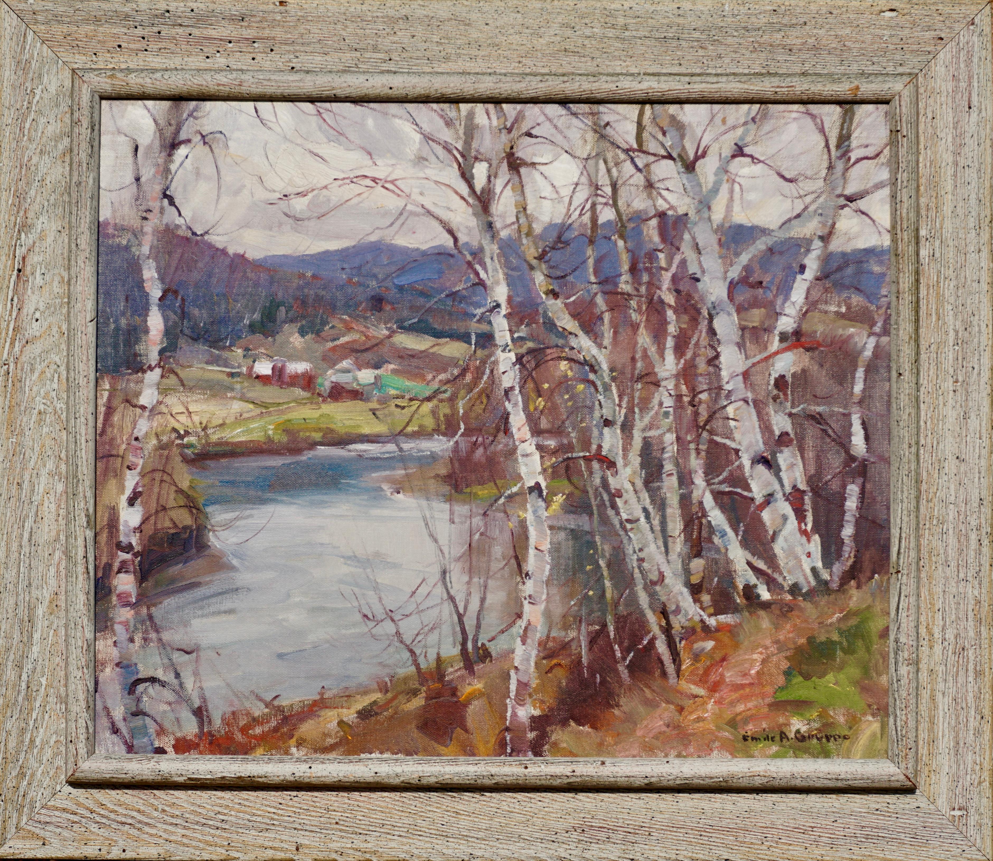 Adirondack Emile Albert Gruppe “Birches” Oil on Canvas, circa 1950
